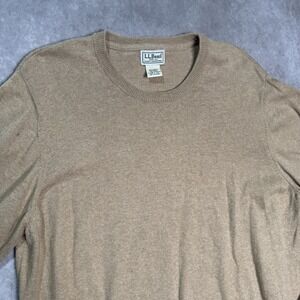 ** L.L. Bean Cotton Cashmere Sweater Men's XLT Tan Preppy Natural Minimalist